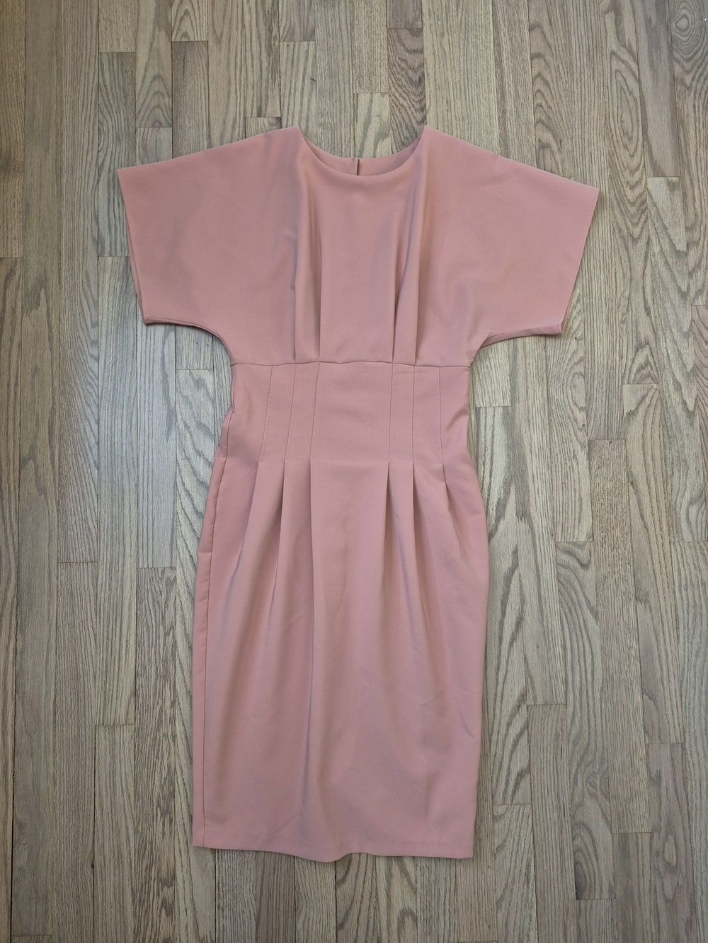 ASOS Dusty Rose Midi Dress with Pleated Waist